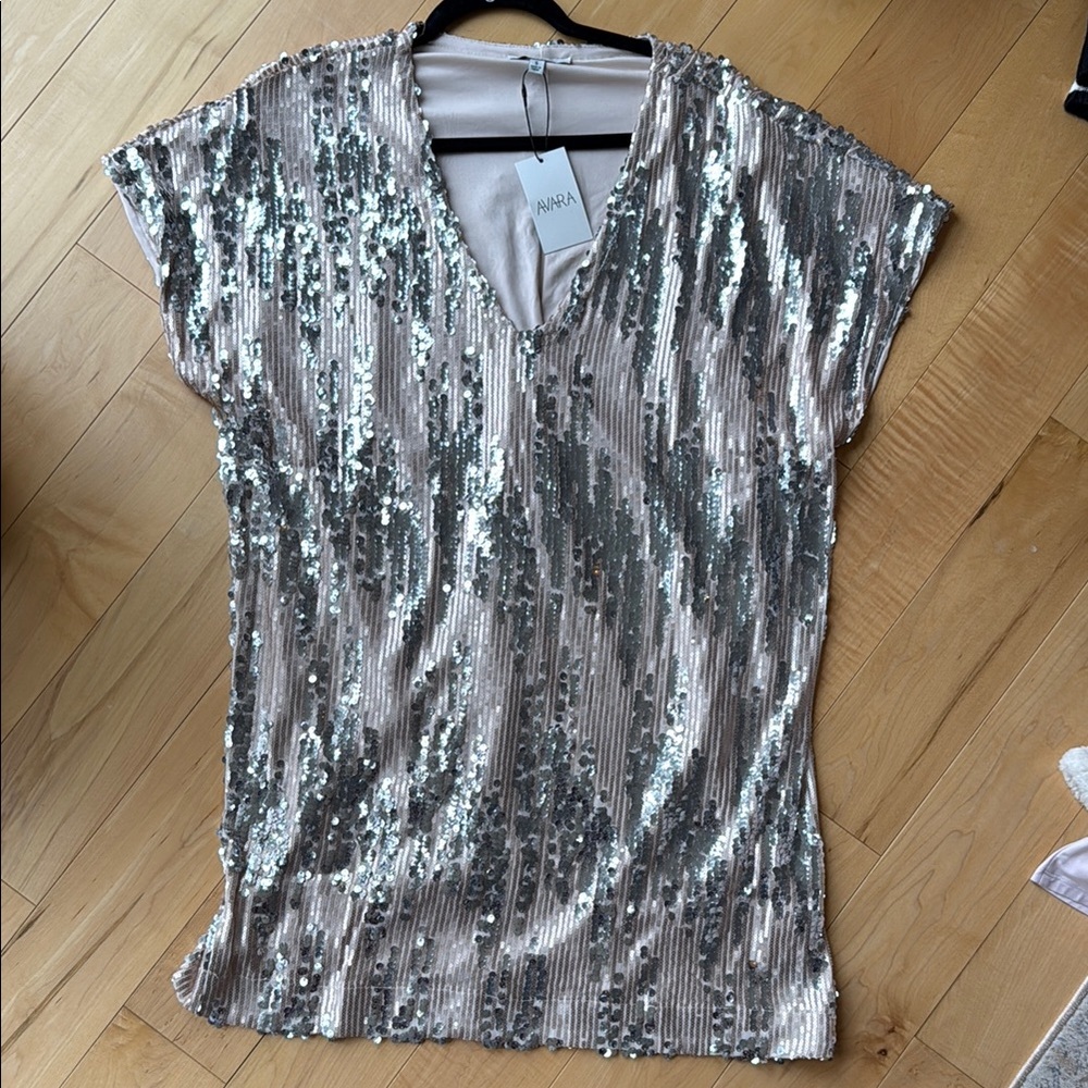 Avara Katie dress- champagne and sequins- small